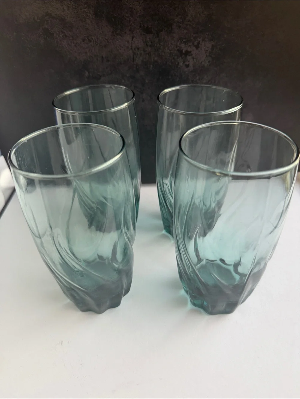 Anchor Hocking Sea Glass Teal Swirl Drinking Glasses Central Park- Set of 4